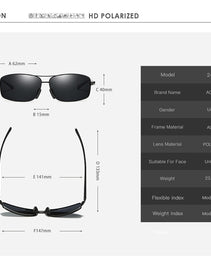 Retro Style Men's Polarized Sunglasses - Aluminum Rectangle Frame, UV Protection