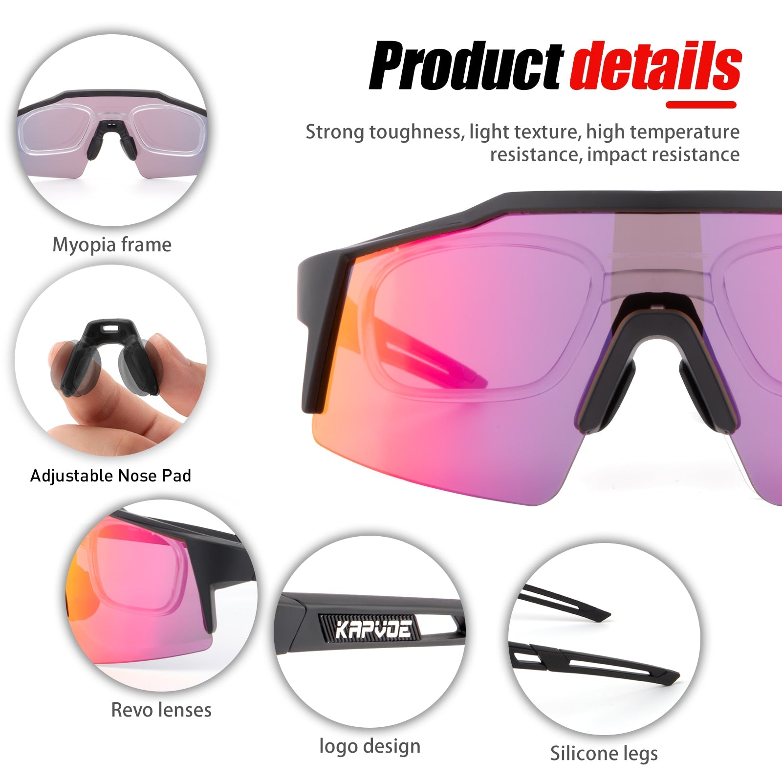 Polarized Cycling Sunglasses - UV400, Unisex MTB/Bike/Road Glasses, Sports Eyewear.