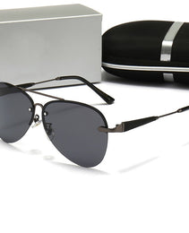 Unisex Polarized Sunglasses - New Vintage Metal Frame, Classic Style